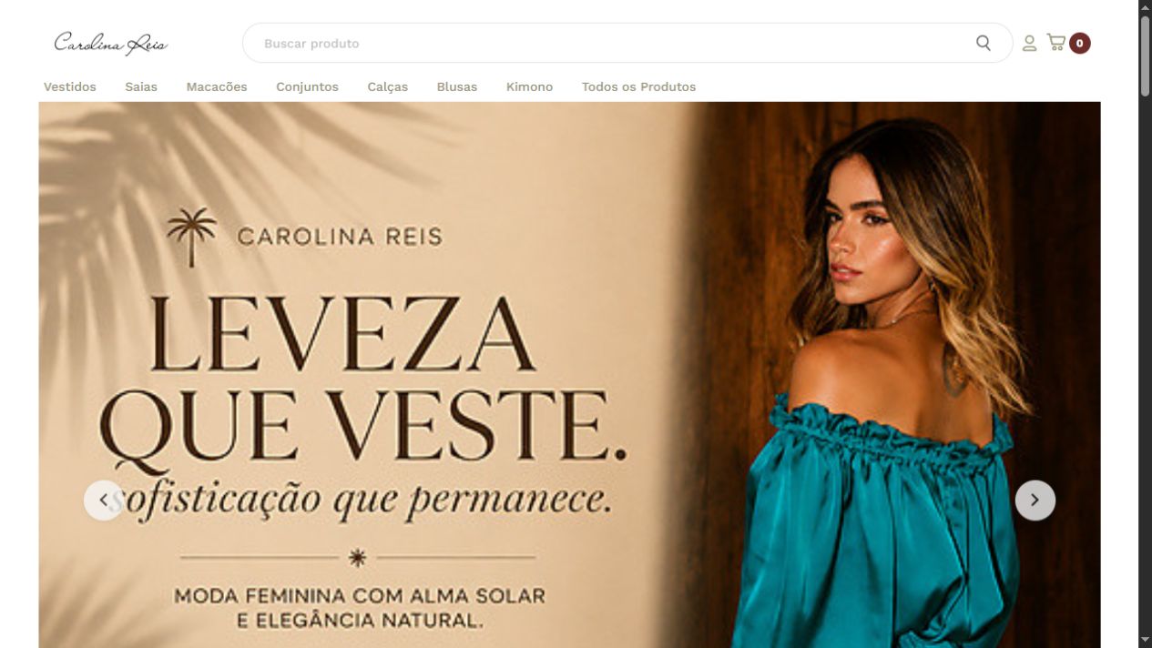 Prévia da página inicial do projeto Carolina Reis