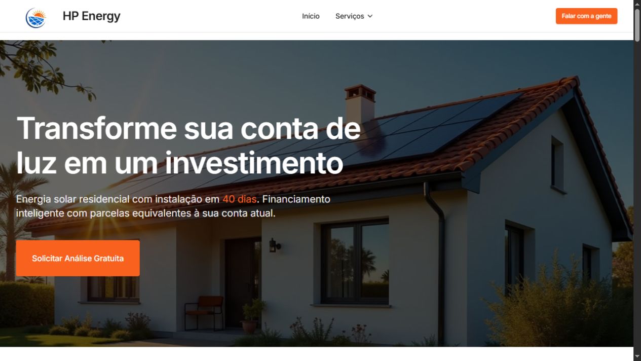 Prévia da página inicial do projeto HP Energy