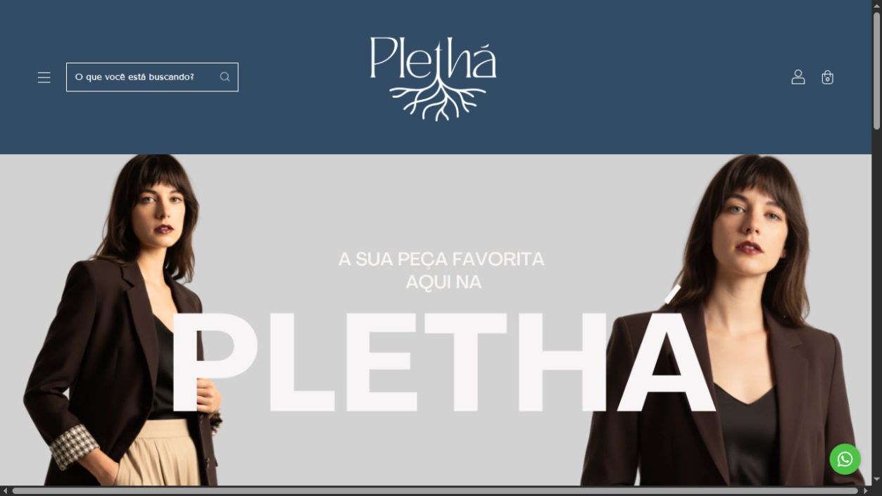 Prévia da página inicial do projeto Pletha